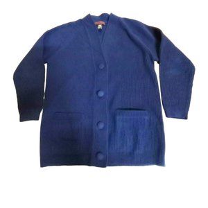 Vintage yarn works ribbed four button cardigan pockets women's size medium